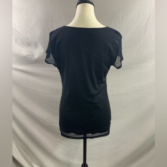 Embroidered Knit Top With Sheer Back - Picture 4 of 6